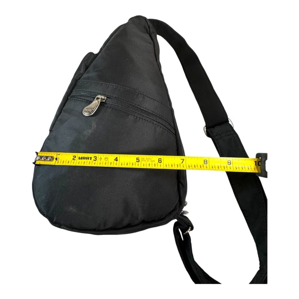Healthy Back Bag By AmeriBag Crossbody Sling Backpack - Black Nylon Purse carry - Picture 5 of 11